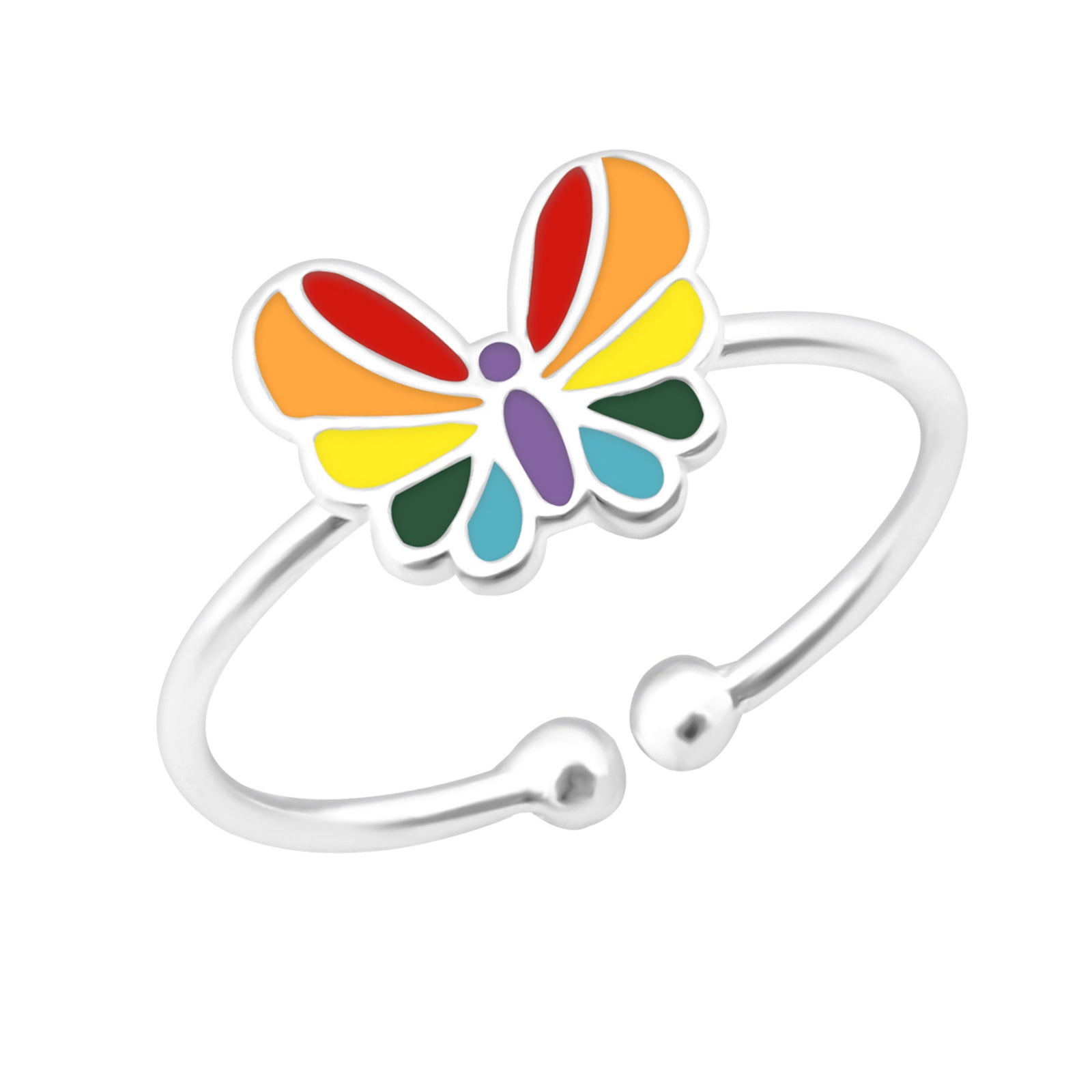 Inel fluturaș copii din argint 925 – bijuterie colorată, reglabilă, hipoalergenică, perfectă pentru fetițe, Maison La Stéphanie.