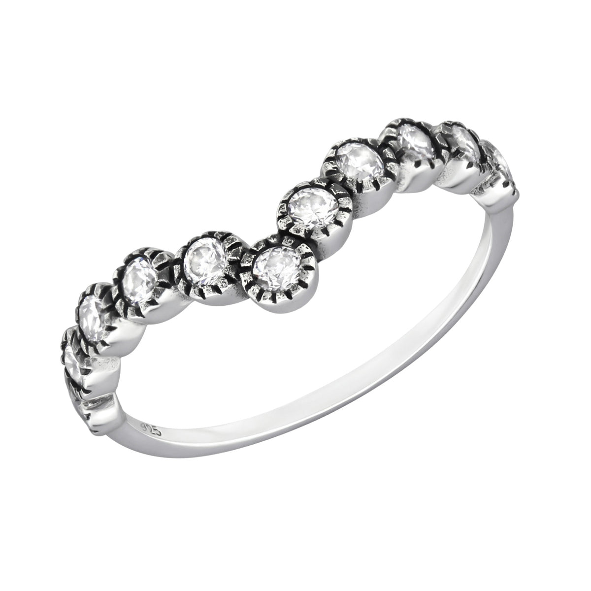 Inel Diademe din argint 925 cu zirconii cristal – bijuterie elegantă, clasică, perfectă pentru orice ocazie. Maison La Stéphanie.