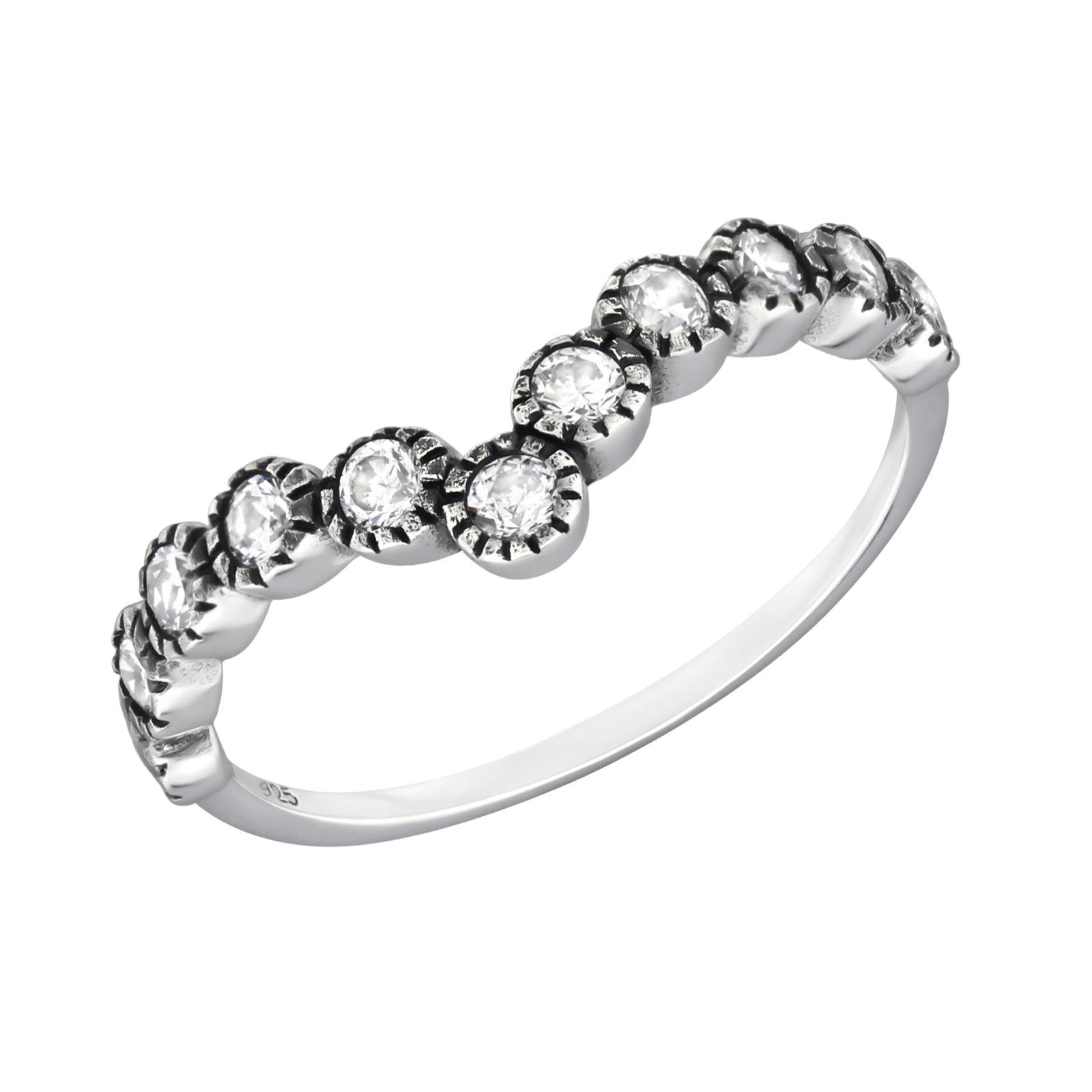 Inel Diademe din argint 925 cu zirconii cristal – bijuterie elegantă, clasică, perfectă pentru orice ocazie. Maison La Stéphanie.