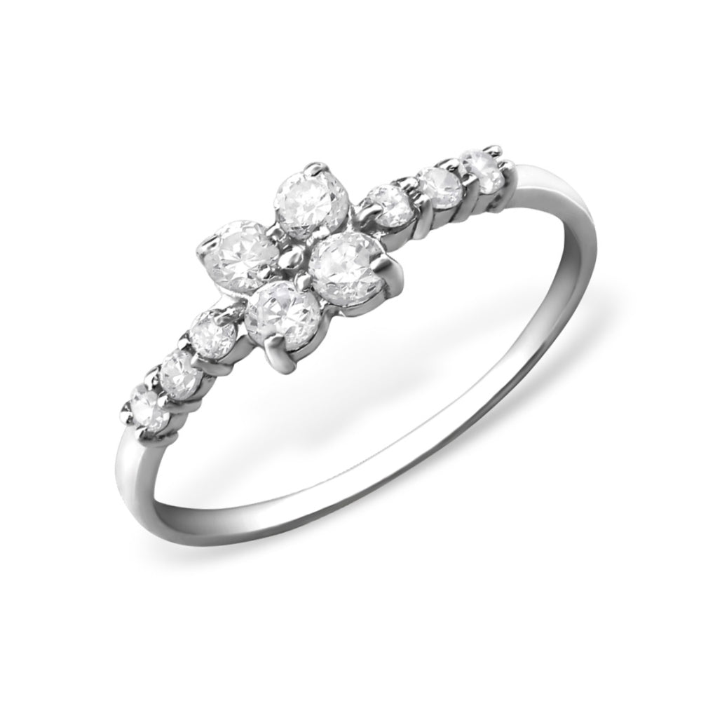 Inel Flower of the Moon argint 925 cu zirconii – bijuterie elegantă, strălucire delicată, design floral sofisticat, Maison La Stéphanie.