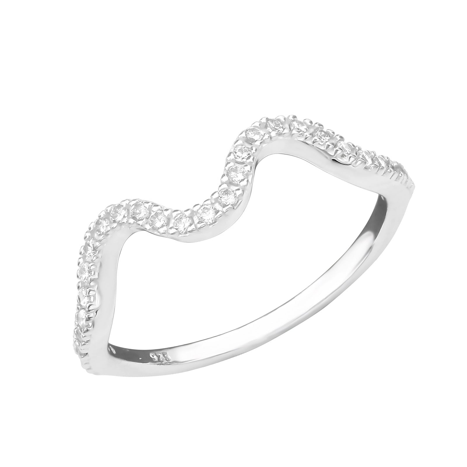 Inel elegant din argint 925 cu pietre zirconia, design tip val – bijuterie minimalistă Maison La Stéphanie, ideală pentru purtare zilnică sau cadou rafinat pentru femei.