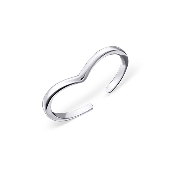 Inel MIDI SILVER V din argint 925 – bijuterie minimalistă, purtabilă pe partea superioară a degetului, perfectă pentru layering și combinații moderne.