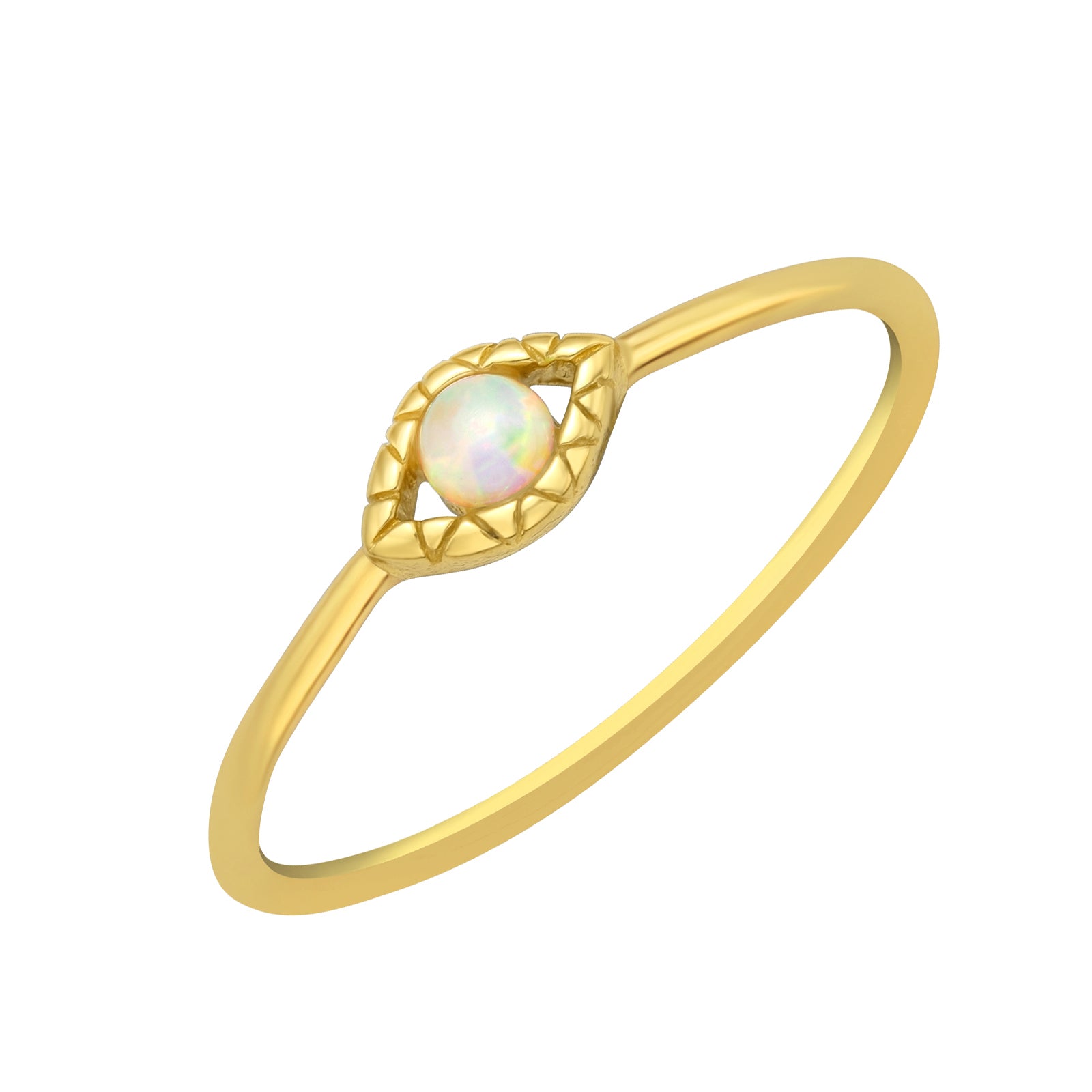 Inel Opal Myth din argint 925 placat cu aur 14K – inel fin cu opal, bijuterie elegantă și atemporală, ideală pentru purtare zilnică sau cadou rafinat.