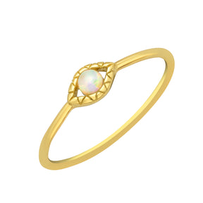 Inel Opal Myth din argint 925 placat cu aur 14K – inel fin cu opal, bijuterie elegantă și atemporală, ideală pentru purtare zilnică sau cadou rafinat.