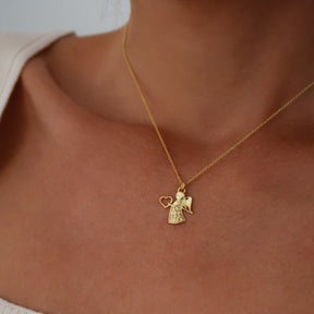 Lanț Angel Love din argint 925 placat cu aur 18K – bijuterie Maison La Stéphanie, simbol al iubirii, eleganței și protecției.