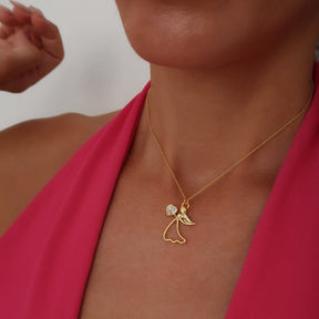 Lanț Înger Protector din argint 925 placat cu aur 18K – bijuterie simbolică Maison La Stéphanie, cadoul perfect de Crăciun sau botez pentru copii.