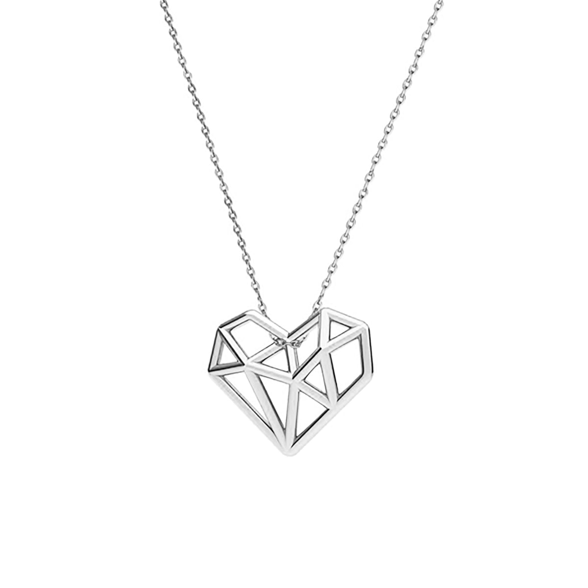 Lanț Origami Heart din argint 925 – bijuterie elegantă Maison La Stéphanie, inspirată de arta origami și simbolul inimii moderne.