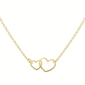 Lănțișor Amour din argint 925 placat cu aur 18K – bijuterie simbolică cu două inimi unite, ideală pentru cadouri de cuplu, aniversări sau Valentine’s Day.