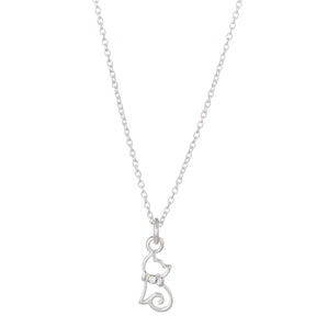 Lantisor din argint 925 cu pandantiv pisica si cristal Swarovski Maison La Stephanie