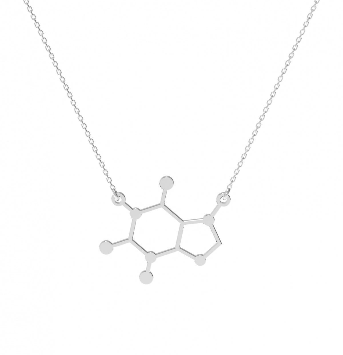 Lantisor argint 925 cu pandantiv molecula cafeina, bijuterie eleganta Maison Stephanie pe snur reglabil.