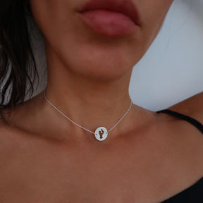 lănțișor argint 925 medalion siluetă mamă și copil Maison La Stéphanie