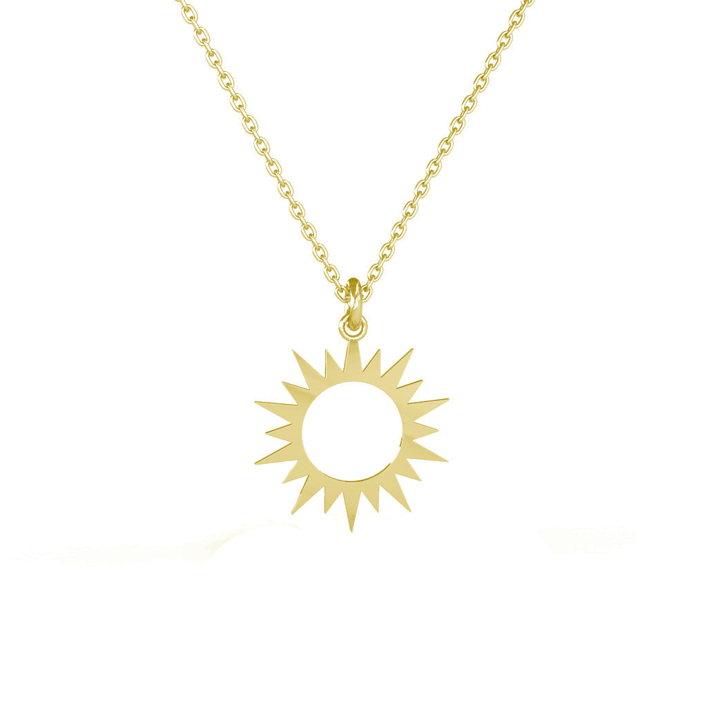 Lănțișor soare din argint 925 placat cu aur 18K – bijuterie elegantă, simbol al energiei și iubirii. Cadoul perfect pentru femei.
