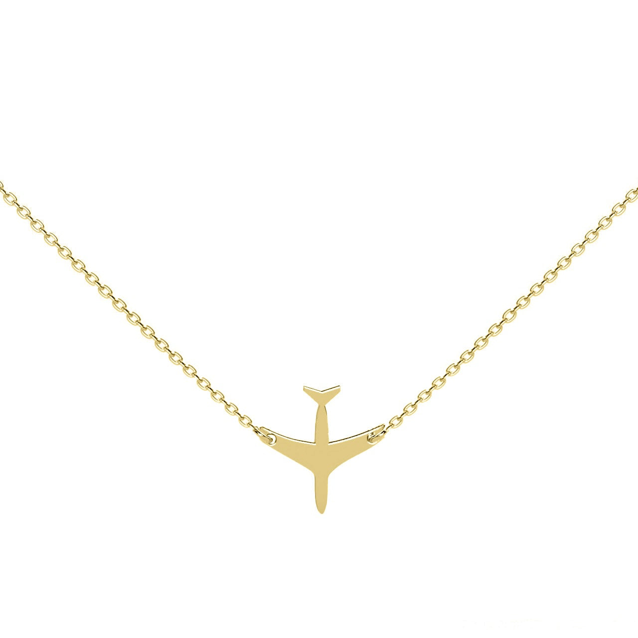 Lănțișor avion din argint 925 placat cu aur de 18K – bijuterie simbol al libertății și aventurii, cadoul ideal pentru femei care iubesc călătoriile.