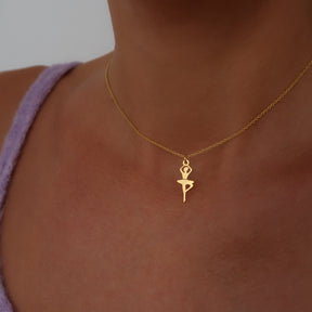 Lănțișor balerină din argint 925 placat cu aur 18K – bijuterie fină și elegantă pentru fete și copii. Cadou ideal de Crăciun, Ziua Copilului sau zi de naștere.