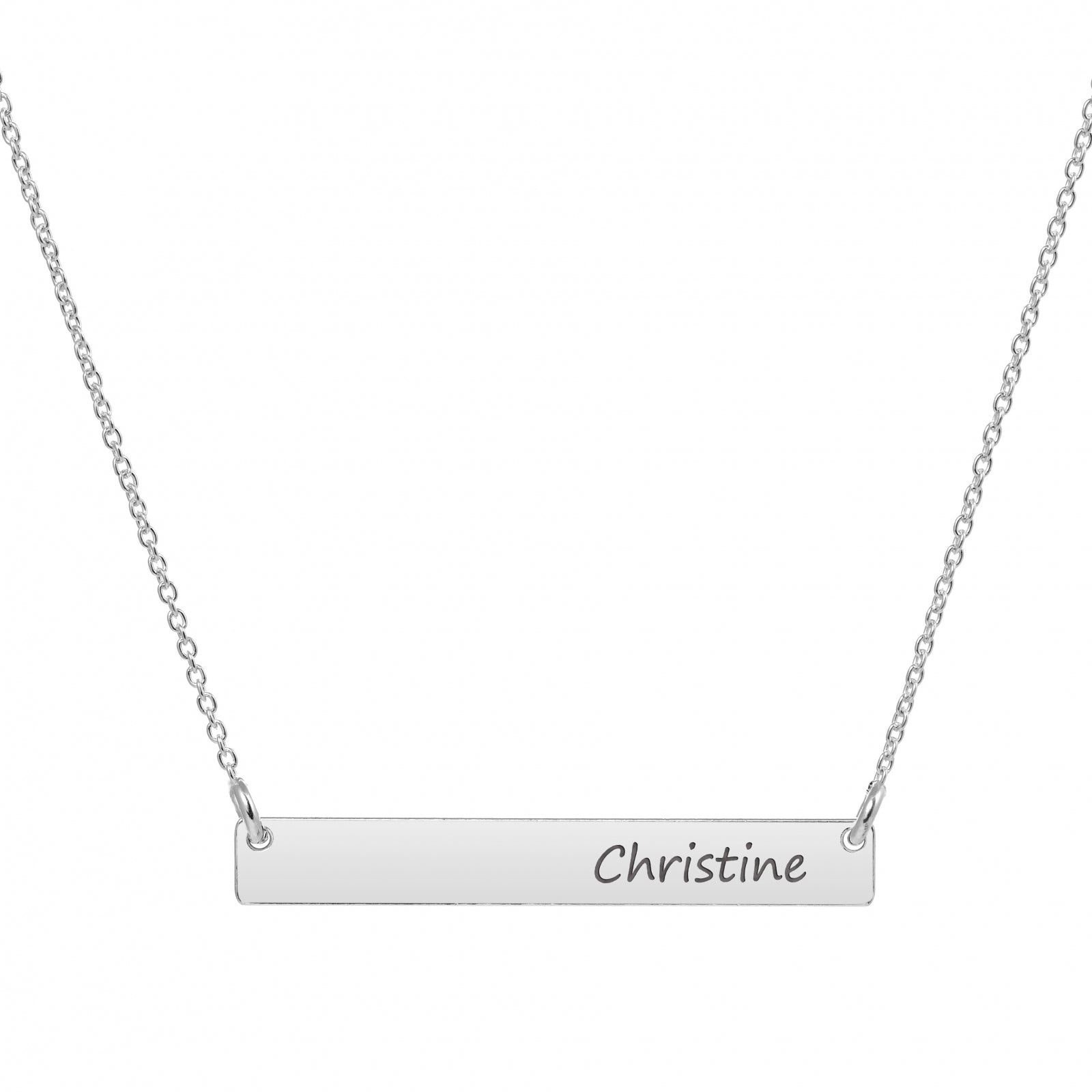 Lănțișor personalizat din argint 925 cu plăcuță gravată — bijuterie elegantă și versatilă, ideală pentru cadou de ziua iubitei, mamei sau al unei prietene. Realizat manual în atelierul Maison La Stéphanie.
