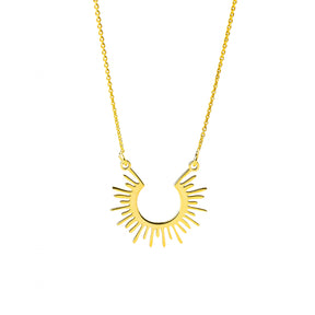 Lănțișor Aztec Sun din argint 925 placat cu aur de 18K – bijuterie Maison La Stéphanie cu simbol solar, rafinată și elegantă, perfectă pentru un look luminos și sofisticat.