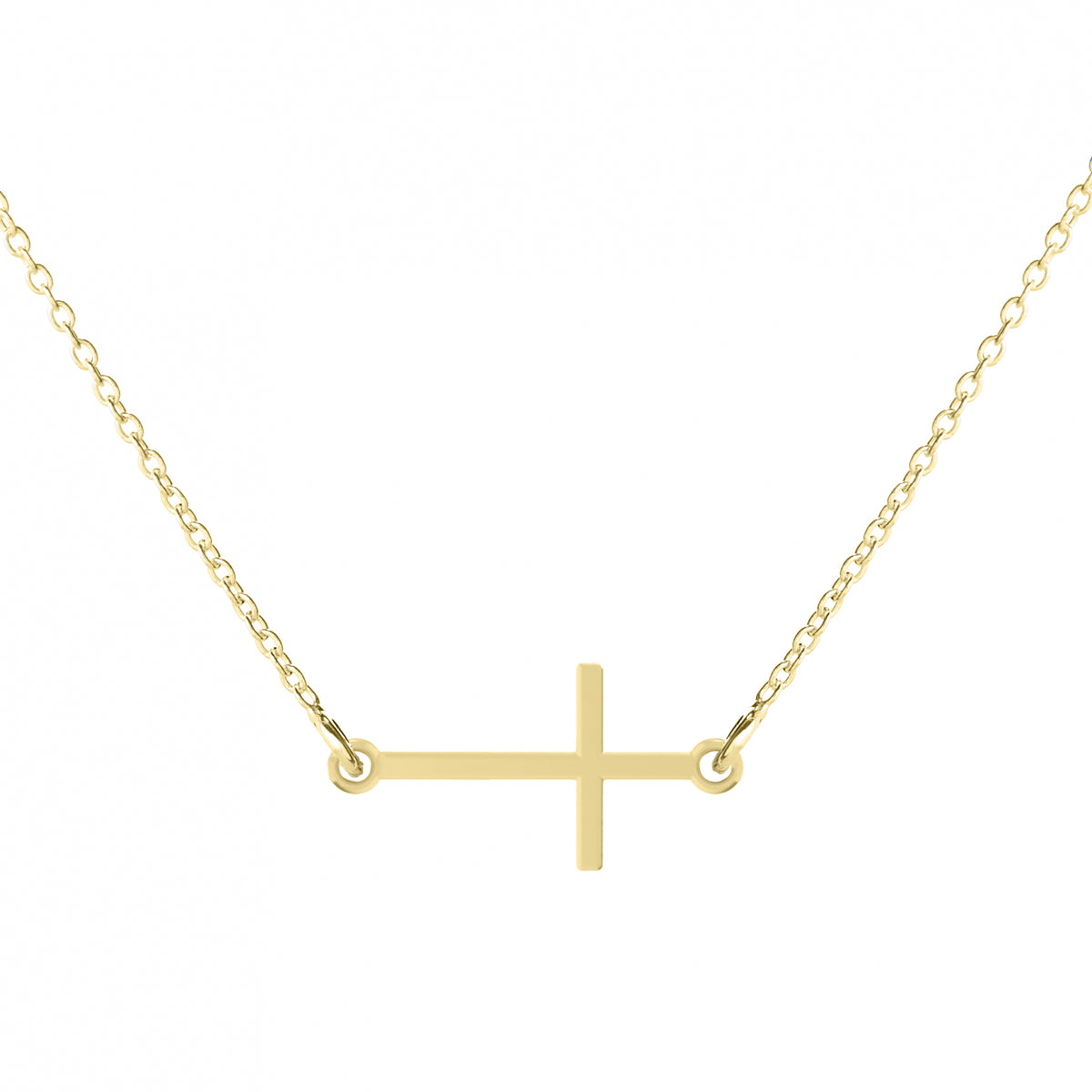 Lănțișor elegant cu cruciuliță orizontală din argint 925 placat cu aur 18K – simbol al credinței și al rafinamentului. Cadoul ideal pentru iubită, mamă sau prietenă, semnat Maison La Stéphanie.
