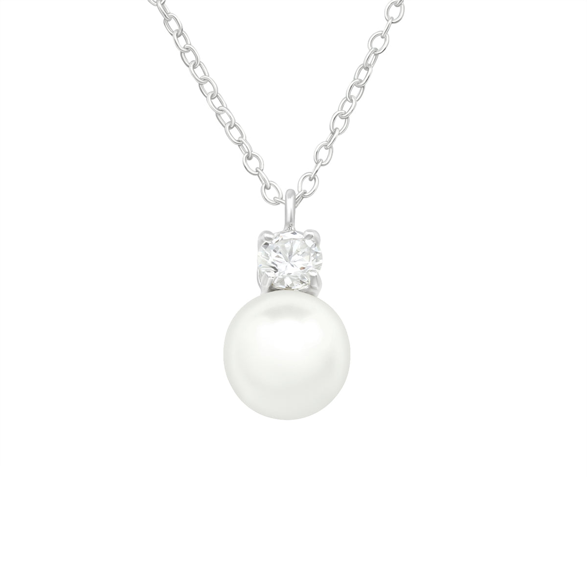 Lanțisor cu perlă și zirconiu din argint 925 — bijuterie elegantă Maison La Stéphanie, ideală pentru cadou sau purtare zilnică.