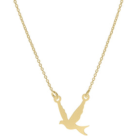 Lănțișor pasăre din argint 925 placat cu aur 18K – bijuterie simbolică a libertății și a grației feminine. Cadoul perfect pentru femei care iubesc finețea și eleganța naturală.