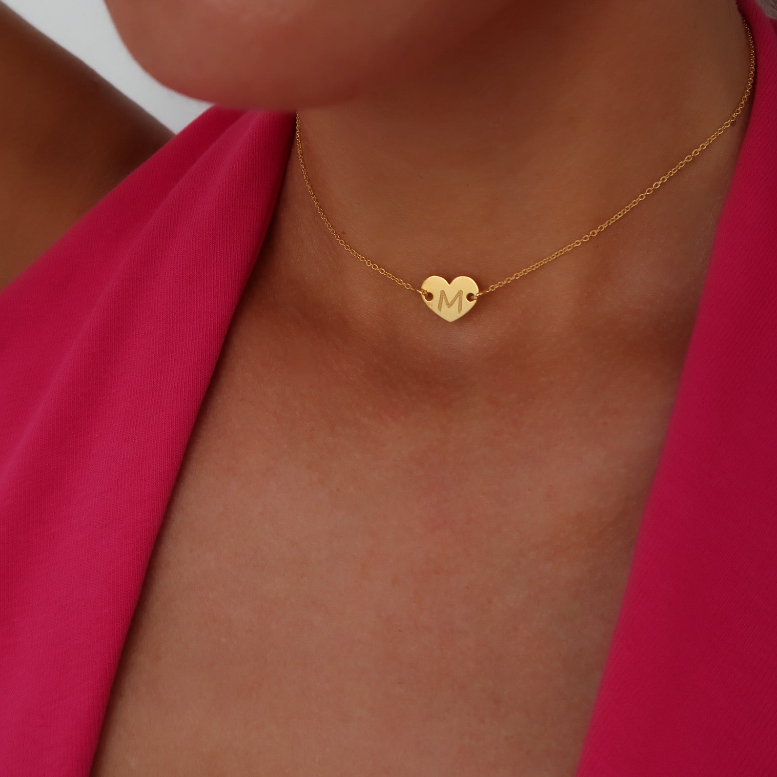 lantisor personalizat inimioara argint placat cu aur Maison La Stephanie gravura initiale cadou femei mama aniversare elegant