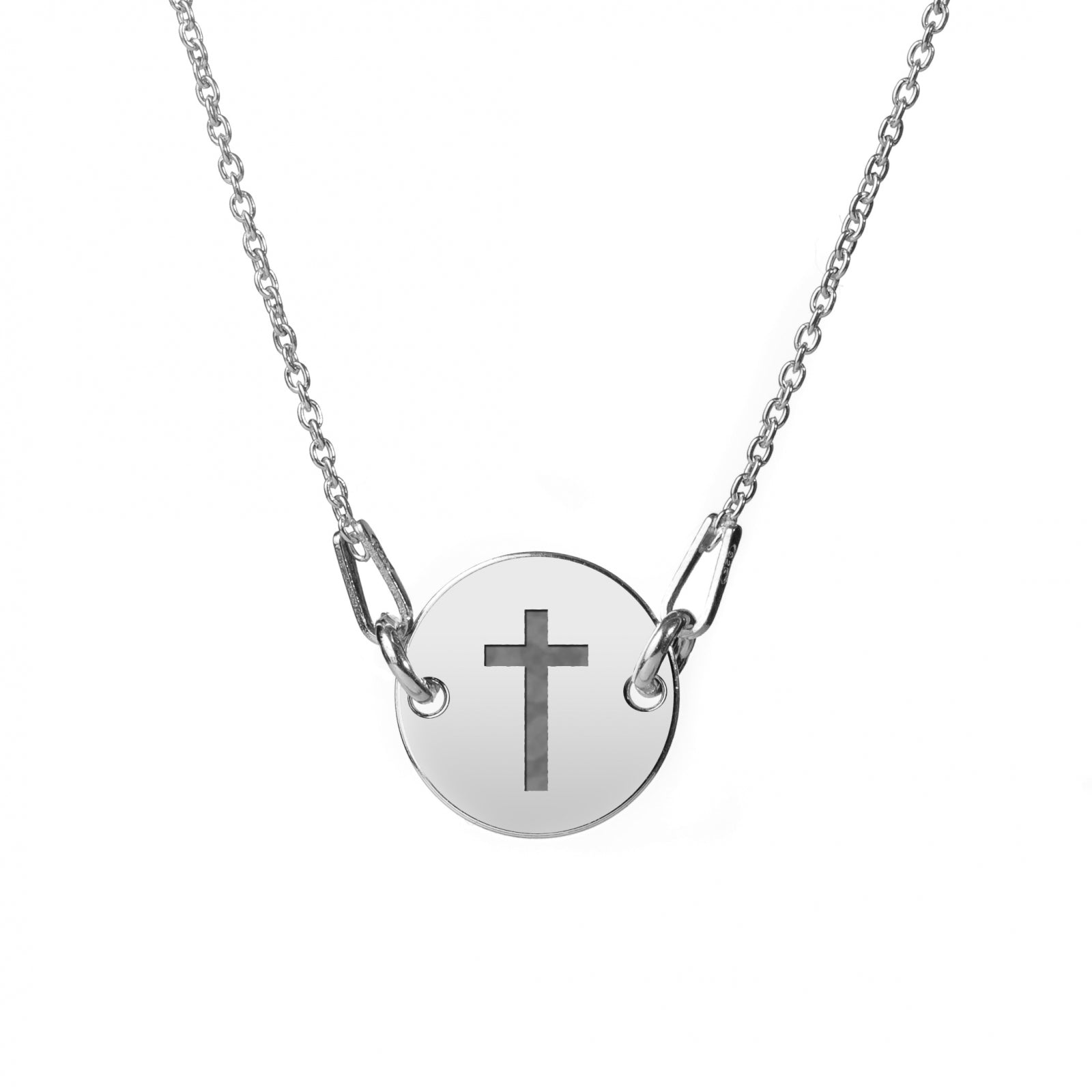 lantisor personalizat medalion rotund 12 mm argint 925 gravura cruce maison stephanie