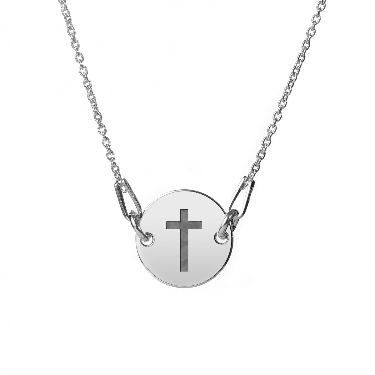 lantisor personalizat medalion rotund 12 mm argint 925 gravura cruce maison stephanie