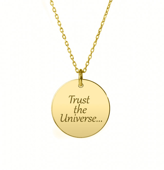 lantisor personalizat medalion 15mm argint placat cu aur Maison La Stephanie gravura text personalizat cadou femei elegant rafinat