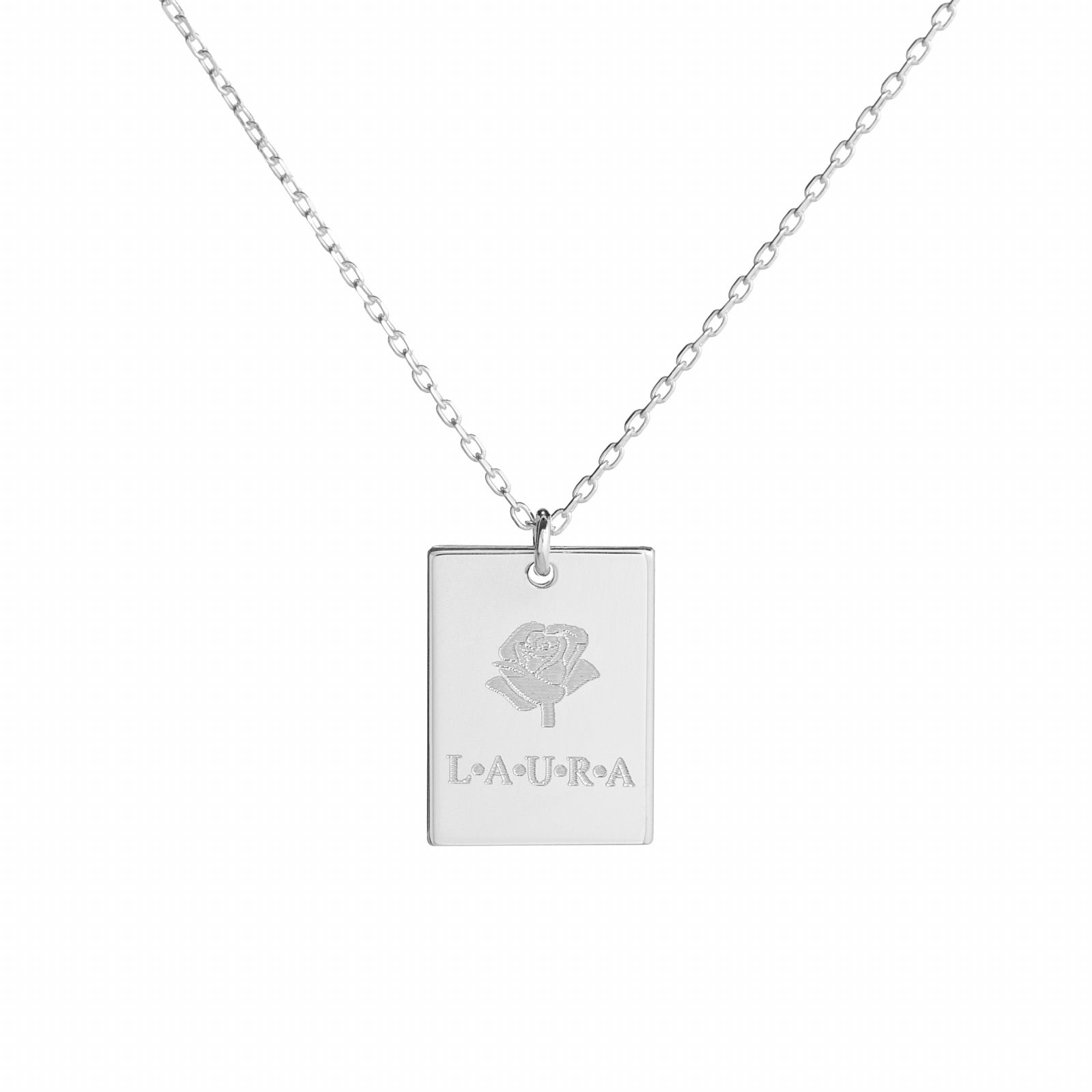 Lănțișor personalizat din argint 925 cu gravură și floare delicată – un cadou elegant și plin de semnificație pentru iubită, mamă sau prietenă. Bijuterie fină Maison La Stéphanie, perfectă pentru aniversări sau momente speciale.