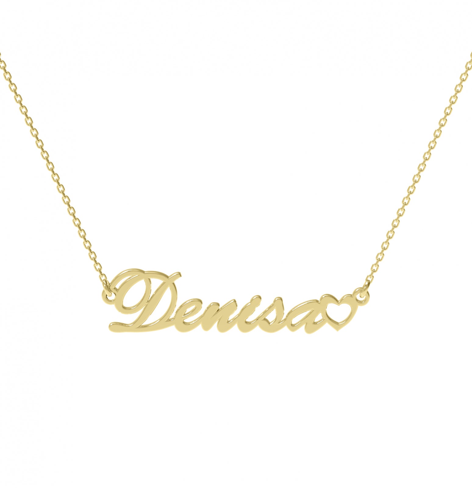 Lănțișor personalizat cu nume și inimioară din argint 925 placat cu aur 18K – bijuterie elegantă Maison La Stéphanie, ideală ca dar de Crăciun, Moș Nicolae, Ziua Copilului sau aniversare. Cadoul perfect pentru iubită, fiică sau prietenă.