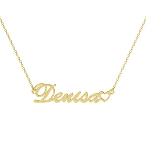 Lănțișor personalizat cu nume și inimioară din argint 925 placat cu aur 18K – bijuterie elegantă Maison La Stéphanie, ideală ca dar de Crăciun, Moș Nicolae, Ziua Copilului sau aniversare. Cadoul perfect pentru iubită, fiică sau prietenă.