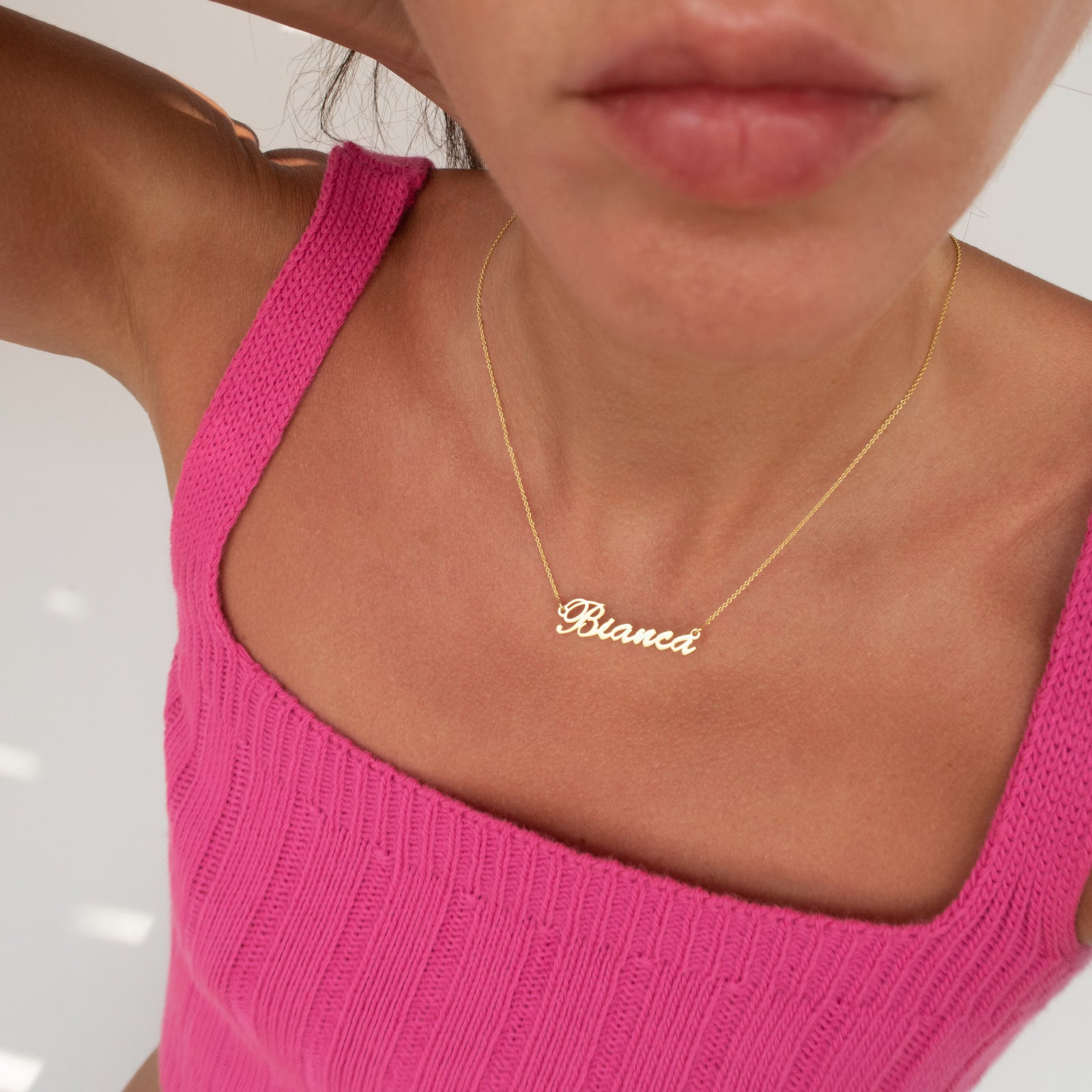 lantisor personalizat nume argint 925 placat aur 18k maison la stephanie