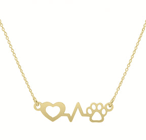 Lănțișor puls medic veterinar din argint 925 placat cu aur – bijuterie simbolică pentru iubitorii de animale și profesioniștii care salvează vieți.