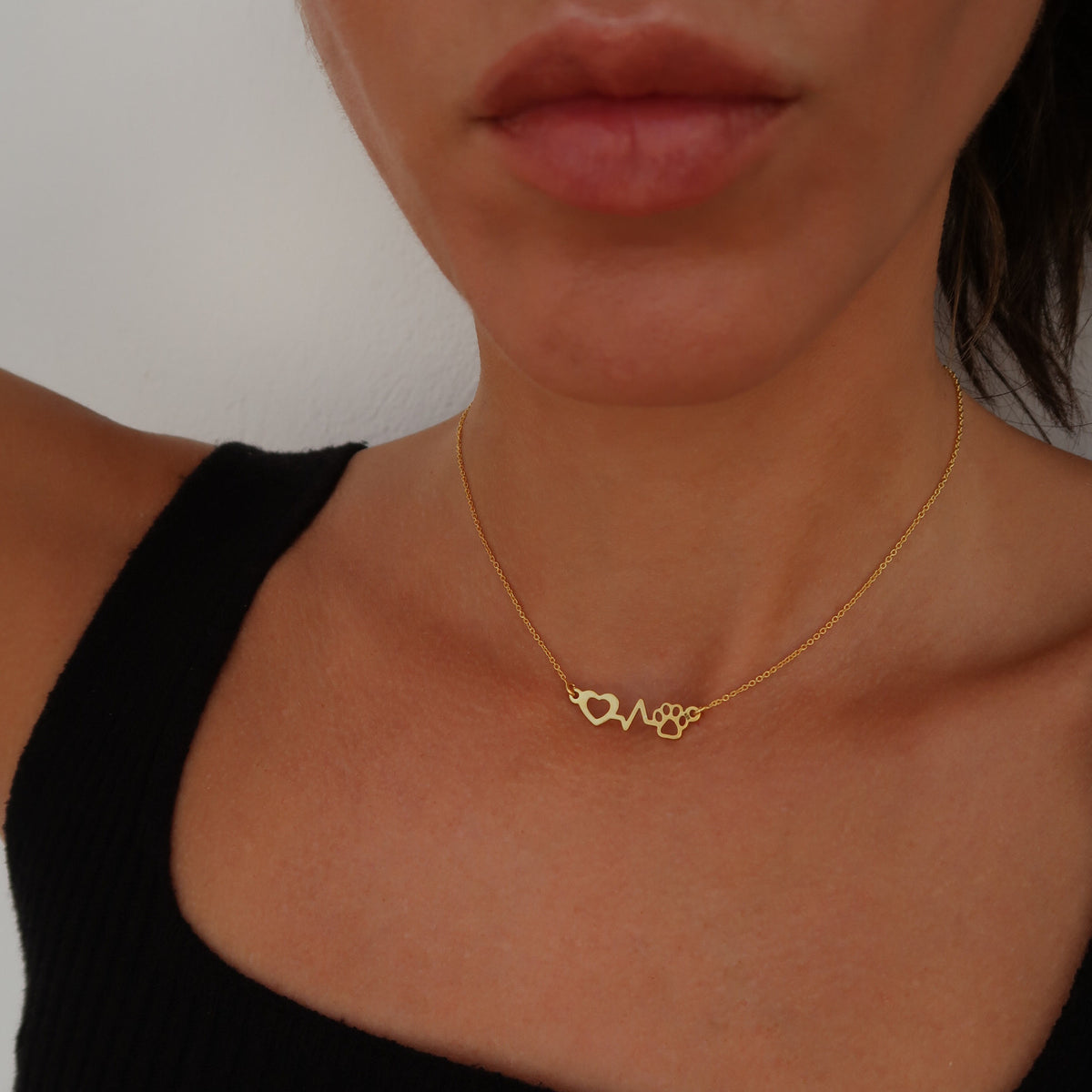 Lănțișor puls medic veterinar din argint 925 placat cu aur – bijuterie simbolică pentru iubitorii de animale și profesioniștii care salvează vieți.