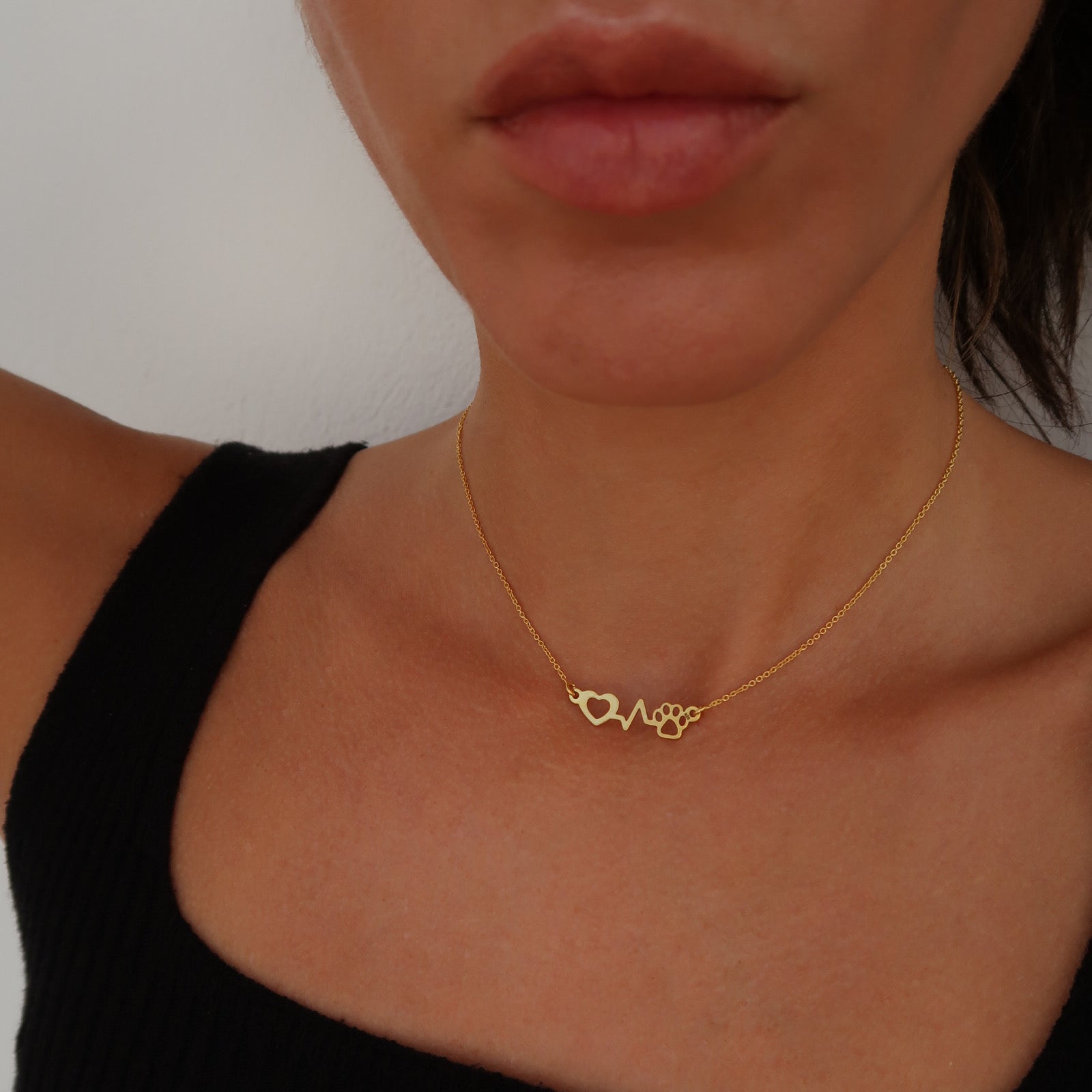 Lănțișor puls medic veterinar din argint 925 placat cu aur – bijuterie simbolică pentru iubitorii de animale și profesioniștii care salvează vieți.