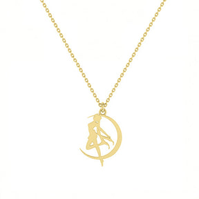 Lănțișor S Moon din argint 925 placat cu aur de 18K – bijuterie delicată inspirată de Sailor Moon, simbol al feminității, magiei și luminii interioare.