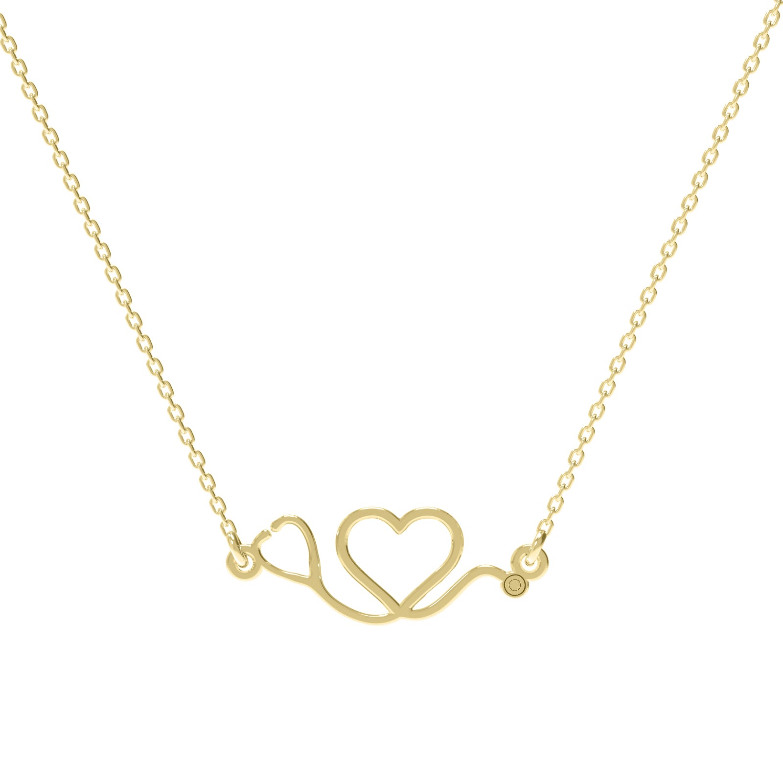 Lănțișor elegant din argint 925 placat cu aur 18K, cu pandantiv în formă de stetoscop și inimă. Bijuterie simbolică Maison La Stéphanie — cadoul ideal pentru medic, asistentă sau studentă la medicină, plină de emoție și rafinament.