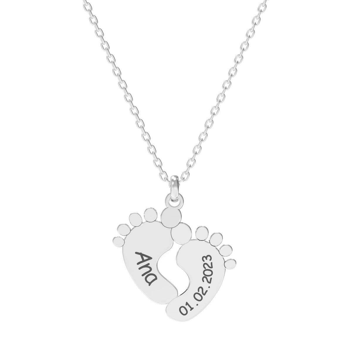 Lănțișor cu tălpiță de bebeluș din argint 925 – un cadou emoționant pentru proaspete mămici, botez sau aniversarea copilului. Bijuterie personalizată Maison La Stéphanie, simbol al iubirii necondiționate.