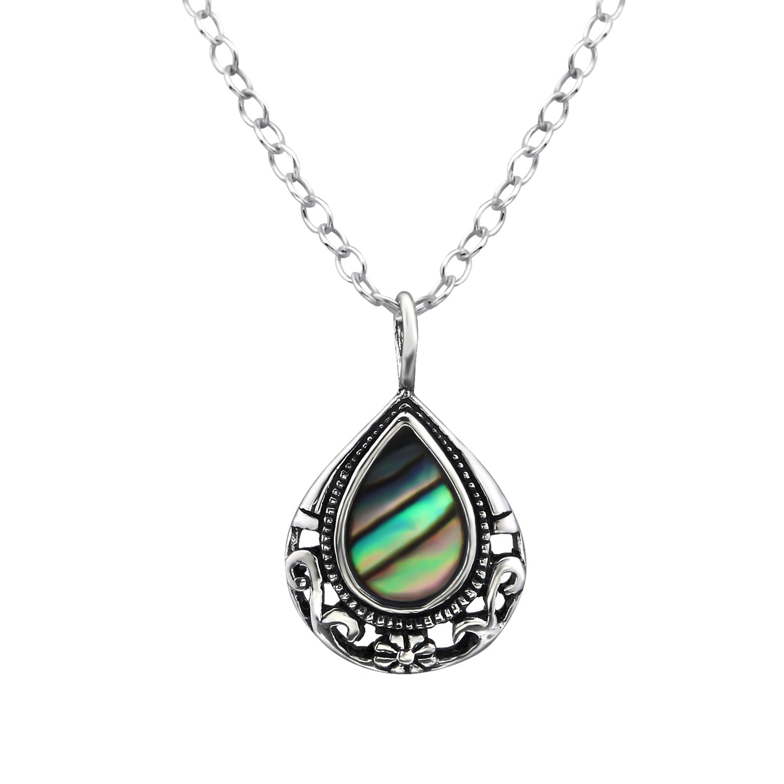 Lănțișor elegant din argint 925 cu pandantiv teardrop verde și zirconii – bijuterie clasică Maison La Stéphanie, perfectă pentru femei rafinate, cadouri de aniversare sau ocazii speciale.