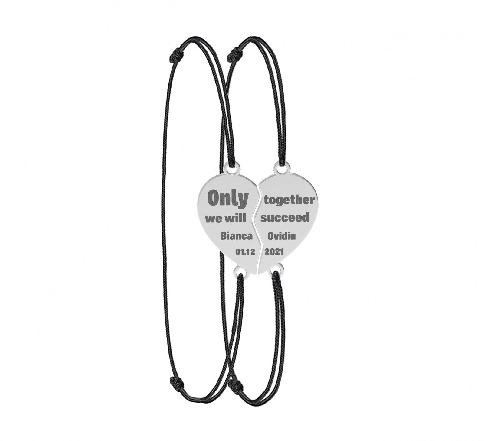 Set 2 brățări Jumătatea Mea din argint 925 – bijuterii personalizate Maison La Stéphanie, simbol al iubirii și conexiunii dintre două suflete.