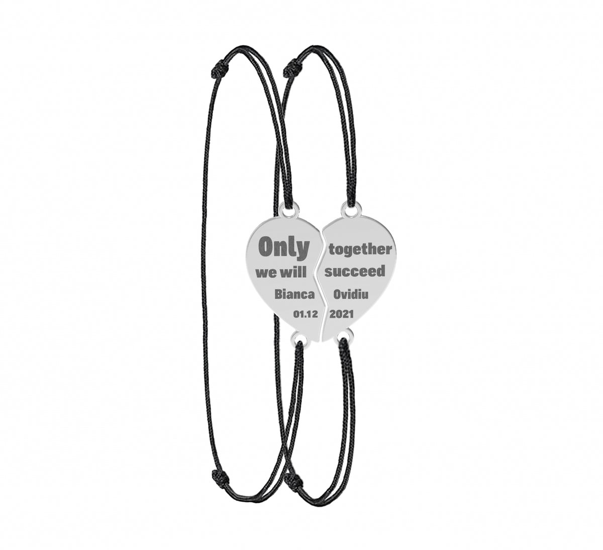 Set 2 brățări Jumătatea Mea din argint 925 – bijuterii personalizate Maison La Stéphanie, simbol al iubirii și conexiunii dintre două suflete.