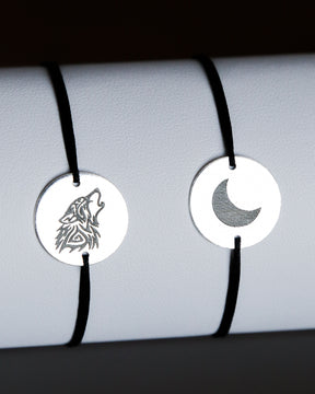 SET 2 BRATARI PERSONALIZATE BANUT 14 MM ARGINT 925 bratari personalizate luna si lup cupluri