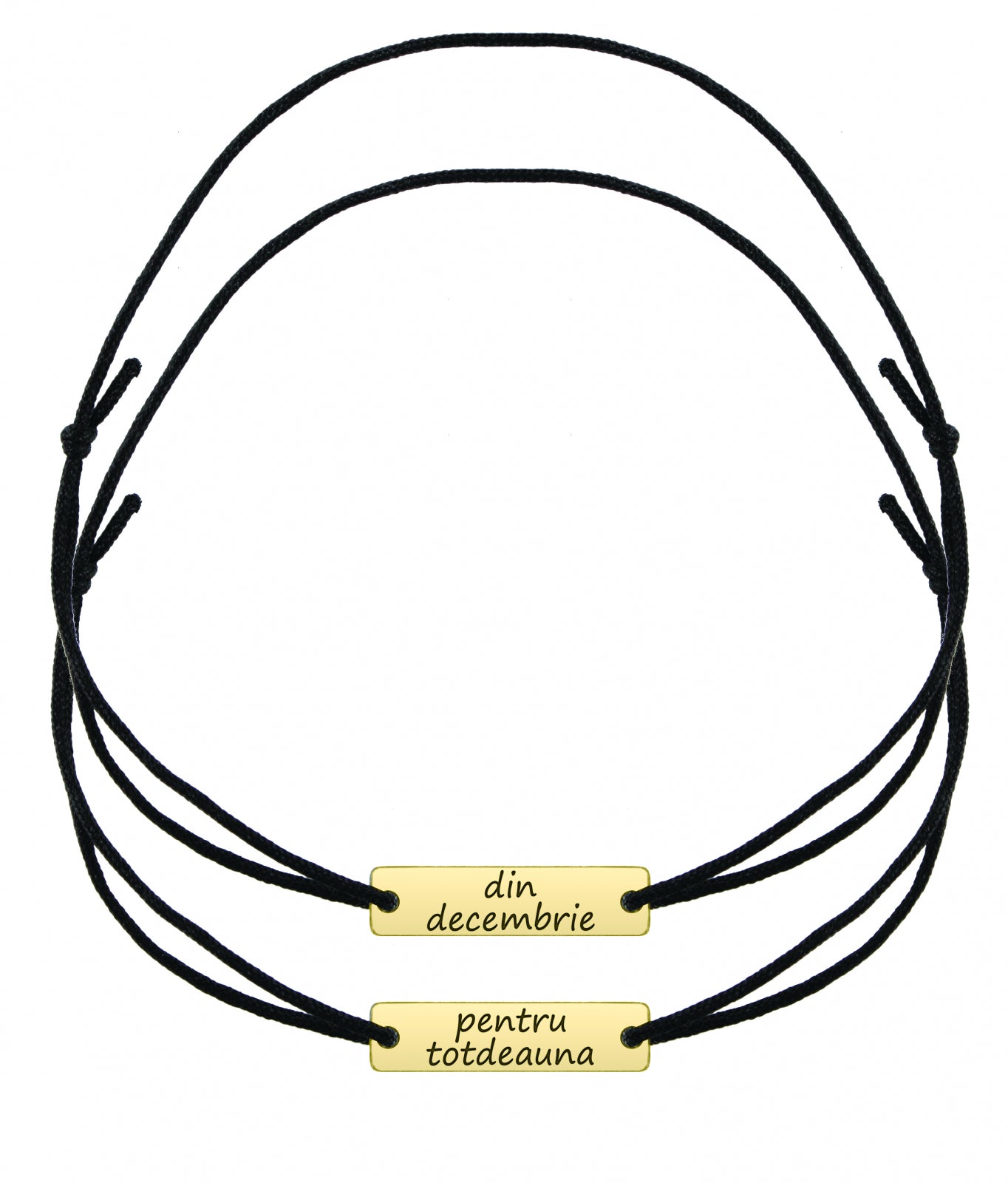 Set 2 brățări personalizate cu plăcuță din argint 925 placat cu aur 18K – gravură unică pentru cupluri, prieteni sau familie. Cadou elegant Maison La Stéphanie.