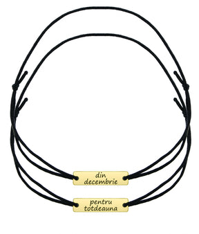 Set 2 brățări personalizate cu plăcuță din argint 925 placat cu aur 18K – gravură unică pentru cupluri, prieteni sau familie. Cadou elegant Maison La Stéphanie.