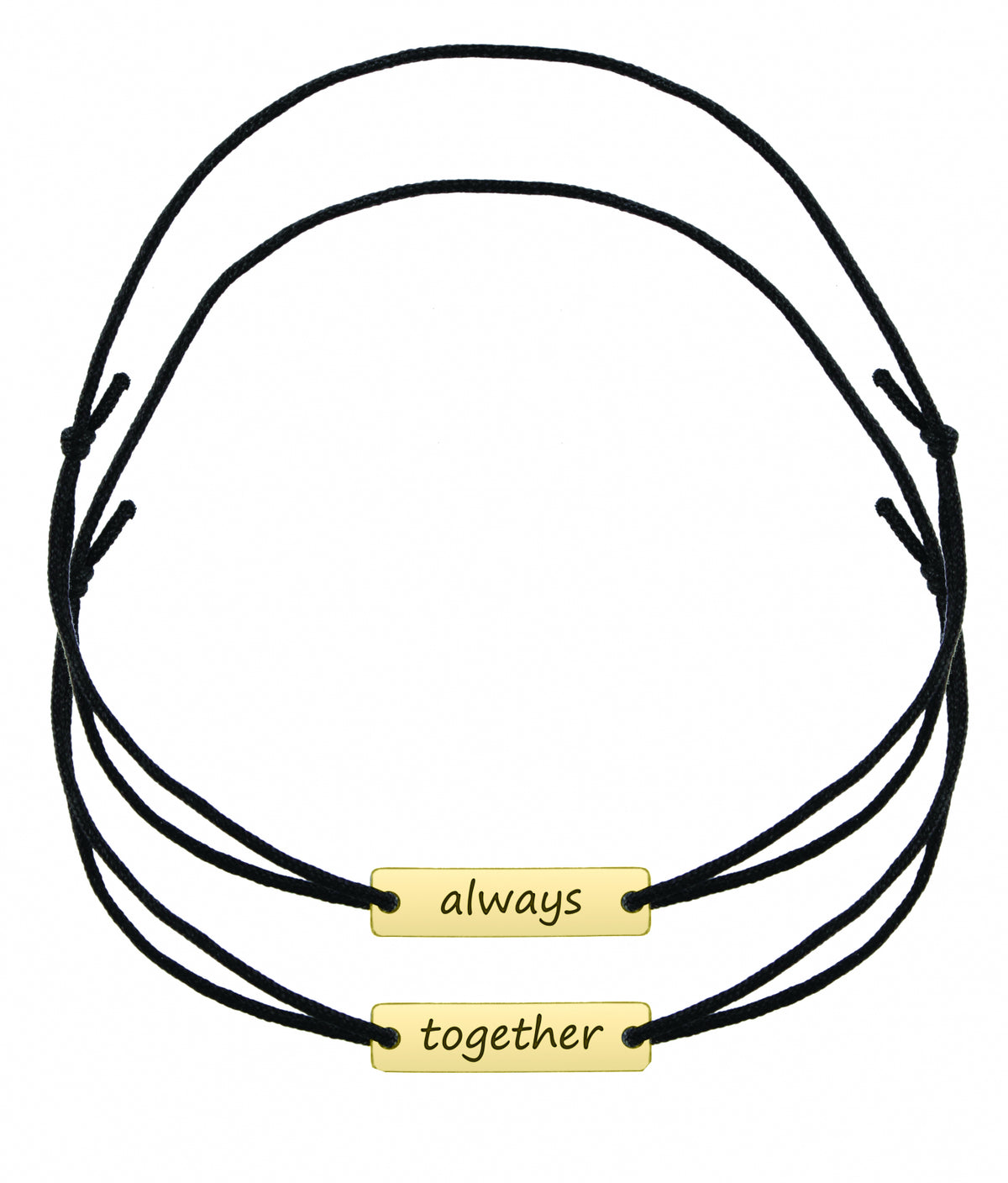 Set 2 brățări personalizate cu plăcuță din argint 925 placat cu aur 18K – gravură unică pentru cupluri, prieteni sau familie. Cadou elegant Maison La Stéphanie.