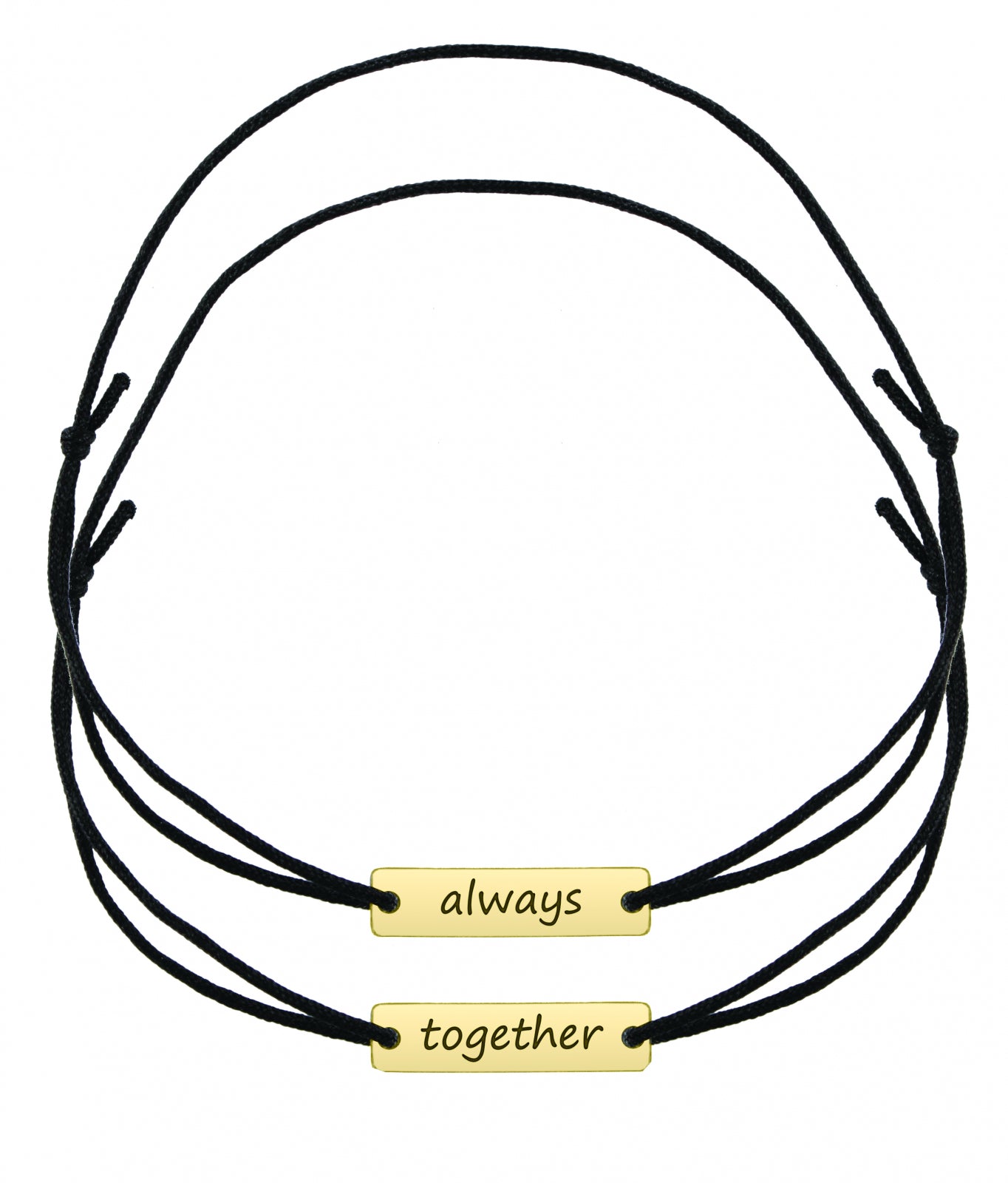 Set 2 brățări personalizate cu plăcuță din argint 925 placat cu aur 18K – gravură unică pentru cupluri, prieteni sau familie. Cadou elegant Maison La Stéphanie.