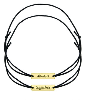 Set 2 brățări personalizate cu plăcuță din argint 925 placat cu aur 18K – gravură unică pentru cupluri, prieteni sau familie. Cadou elegant Maison La Stéphanie.