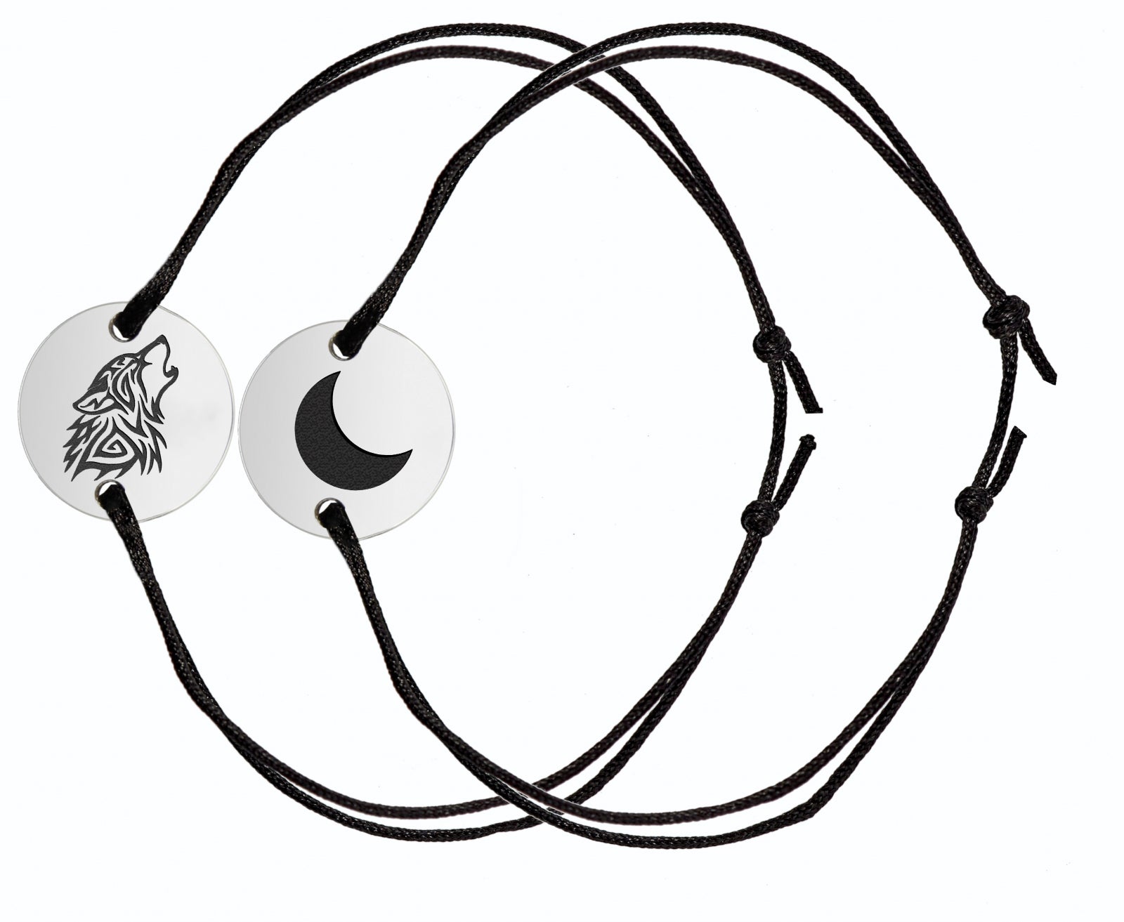 set bratari personalizate gravura argint 925 Maison La Stephanie bratari cuplu lup si luna cadouri pentru el si ea