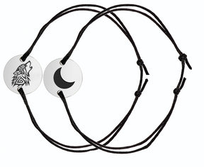 set bratari personalizate gravura argint 925 Maison La Stephanie bratari cuplu lup si luna cadouri pentru el si ea