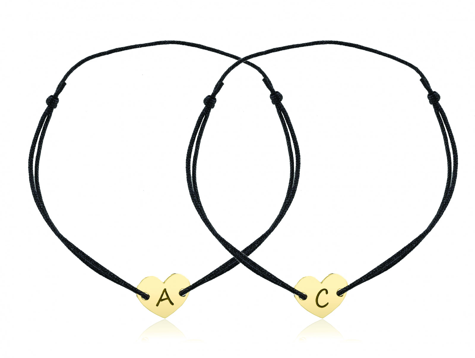 Set 2 brățări personalizate cu inimioară din argint 925 placat cu aur – cadoul ideal pentru cupluri, Valentine’s Day, aniversări sau Crăciun. Bestseller Maison La Stéphanie.