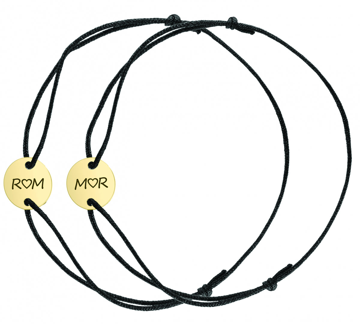 Set 2 brățări personalizate cu bănuț din argint 925 placat cu aur – cadoul ideal pentru cupluri, Valentine’s Day, Crăciun sau aniversări. Bijuterii personalizate Maison La Stéphanie.